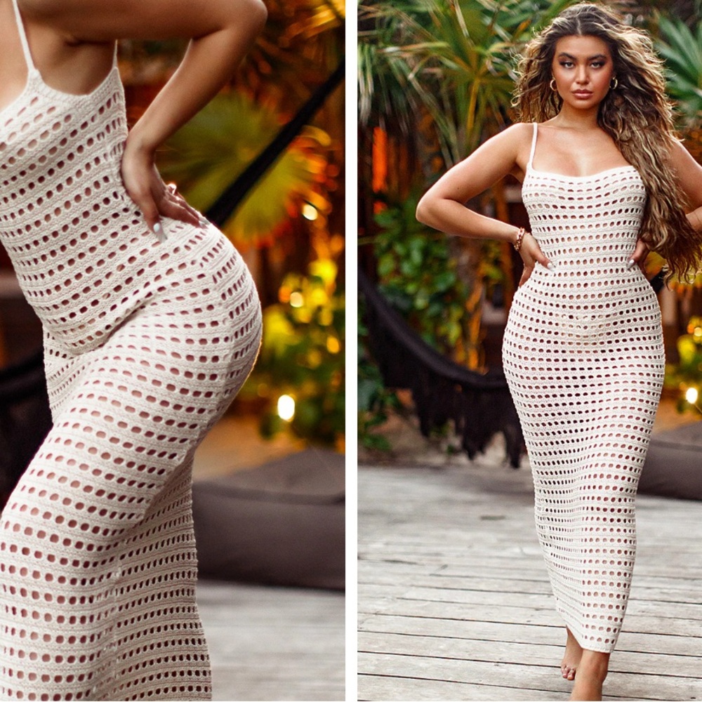 Pretty little thing - stone crochet maxi dress